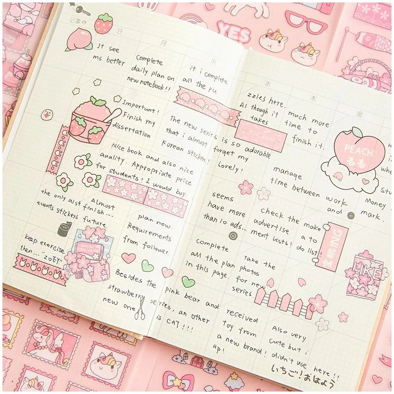 Custom Matte Washi Cute Kawaii Transparent Pvc Deco Clear Journal Planner Stickers Kiss Cut Stickers Sheets