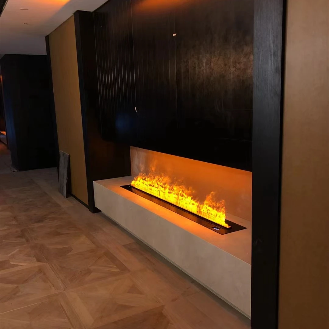 Marvelous French Style Freestanding Golden Painting Resin Console Table Electric Fireplace Decorative Insert