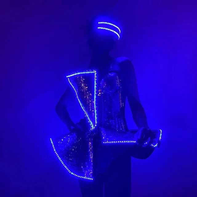 LED Luminous Dance Suit Adults Ballroom Performance Wear Nightclub Celebration Party Entertainment Event Show Stage Dress
