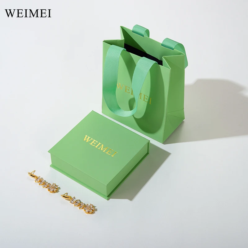 WEIMEI Wholesale OEM Custom Design Book shape Cardboard Ring Earring Packaging Box Paper Jewelry Box with Logo