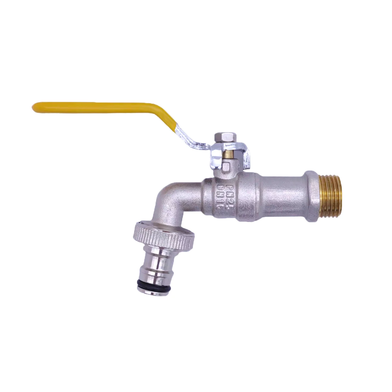 Malaysia design nickel plated  brass color screw bibcock half brass half zinc wash machine nozzle OEM