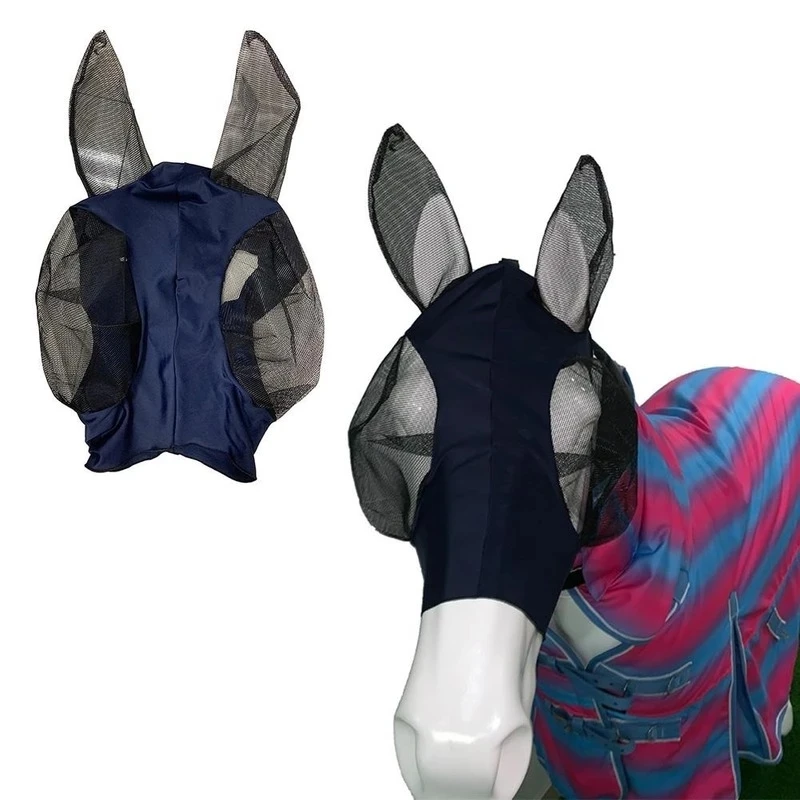New Horse Fly Anti Mosquito Repellent Care Supplies Mesh Horse MaskFly  with Long Nose and Ears 2 Pcs Nose Maskss 7~10 Days
