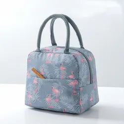 Factory direct selling aluminum foil thickened flamingo insulation lunch box bag to work with lunch portable bento bag