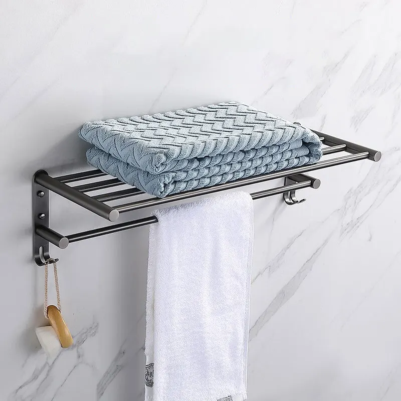 Bathroom Accessories wall mounted towel shelf 304 Stainless Steel bath towel rack bathroom towel rails