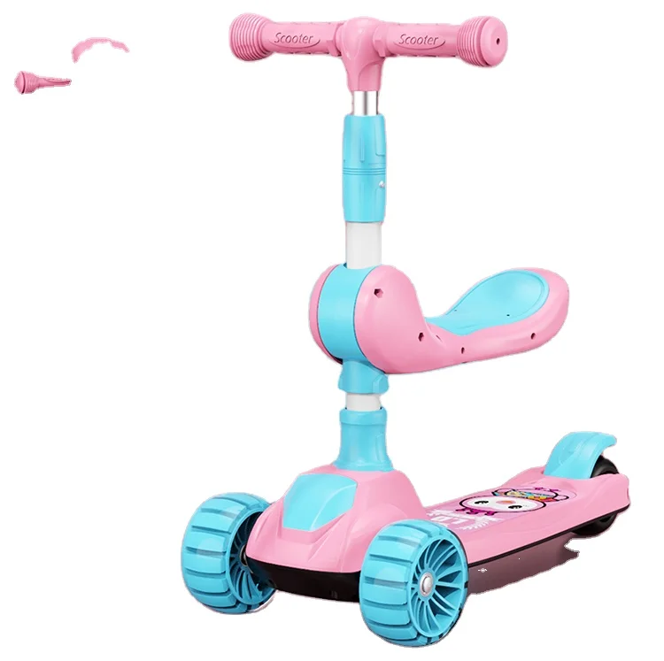 От 8 до 12 лет детский скутер EU Balance Scooter с тремя колесами PU складной пластиковый трехколесный велосипед модель 3 в 1