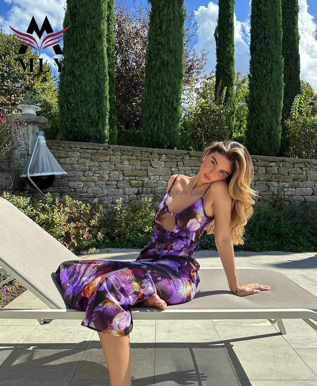 MLY New Print Swimsuit Ladies Swimwear Beachwear Sarong Rash Guard Dress Swimsuit Custom