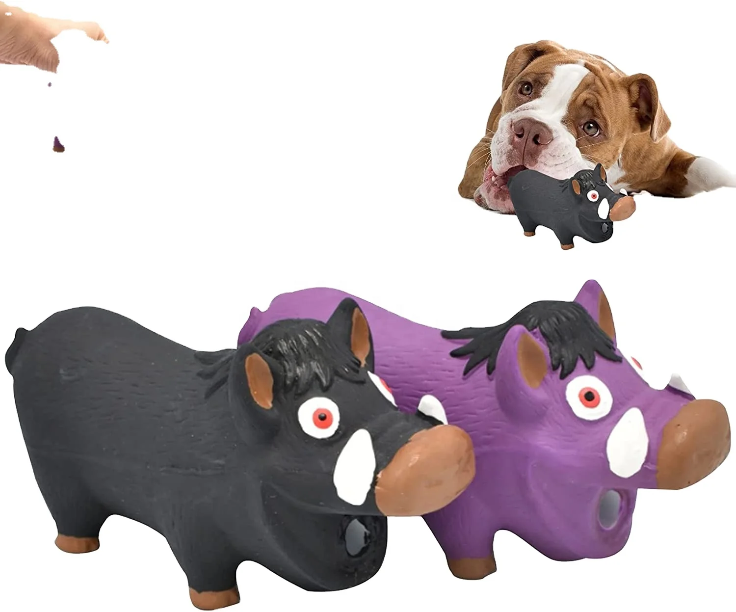 Squeaky Pig Dog Toys For Aggressive Chewers Wild Boar Soft Durable Rubber Squeeze Grunting Chew Toy
