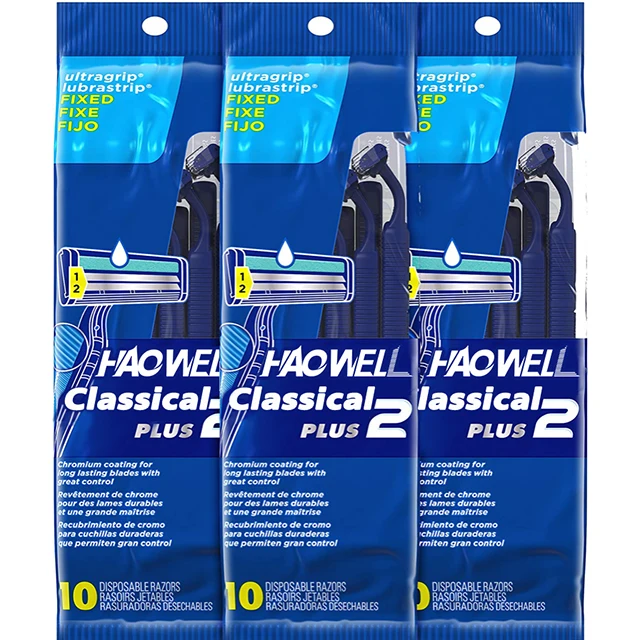 HW-B229GL  Hot sale Twin two 2 blade disposable razor stainless steel sharp blade mens/ women shaving