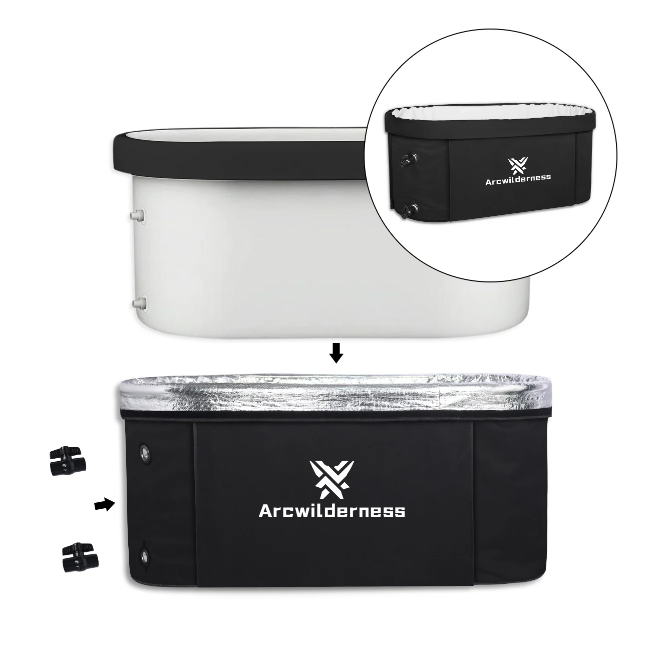 Insulated Ice Pod Replaceable Inner Liner Oval Cold Plunge ice bath tub 400L Portable Detachable Outdoor Ice Bath Tub