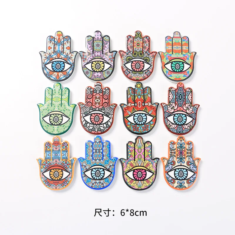 Creative Ceramic Fridge Stickers European And American Style Fatima Fridge Stickers Angel Eyes Magnetic Fridge Stickers