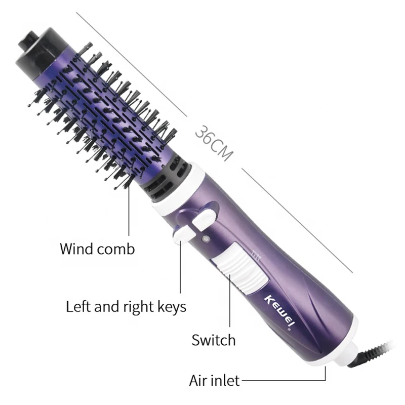 Kemey Km-813 Fast Heating Comb Temperature Adjustment Electric Blow Dryer Curling And Straightening Dual-Purpose Hair Dryer Comb