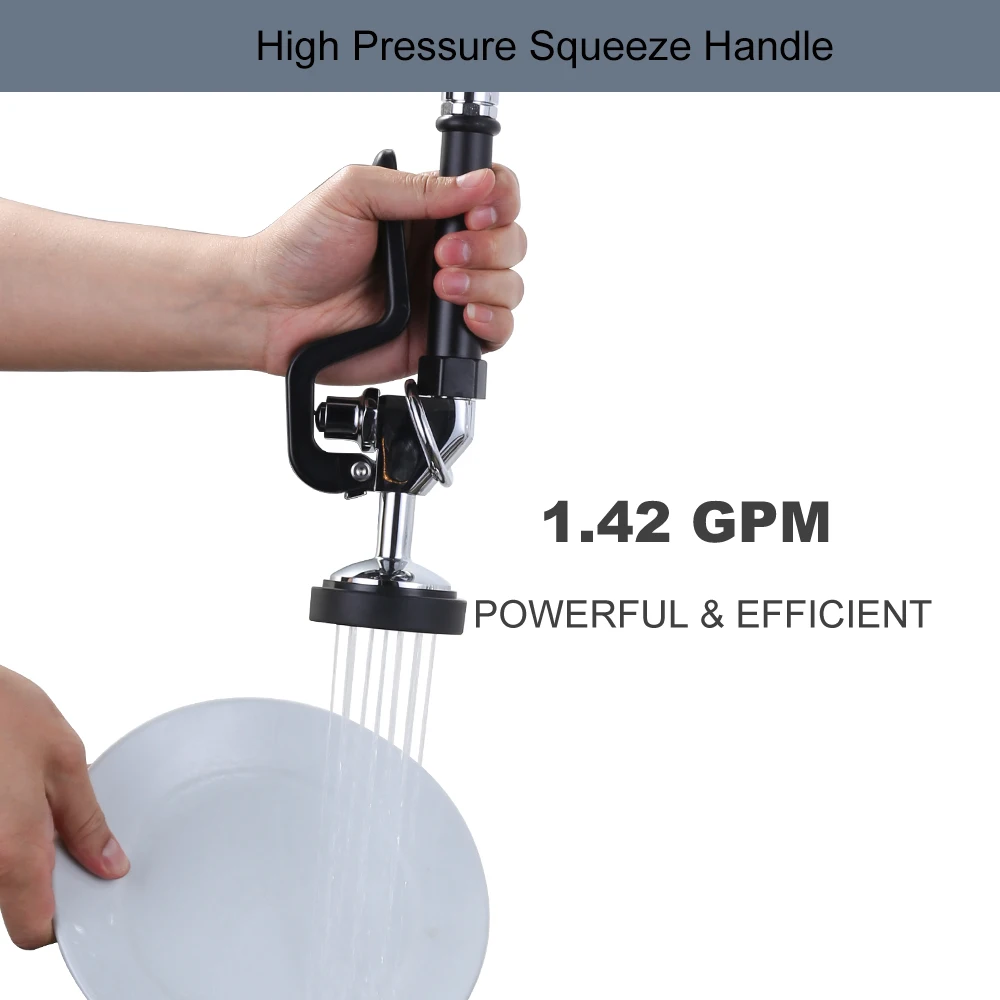 Industrial Style Pot Filler Kitchen Faucet with Pre Rinse Spray and Swing Spout Kitchen Dishes Washer Pre-rinse Faucet