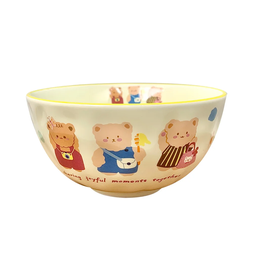 Children cute animal pattern, ceramic tableware, household ins creative rice bowl wholesale. ceramic bowl