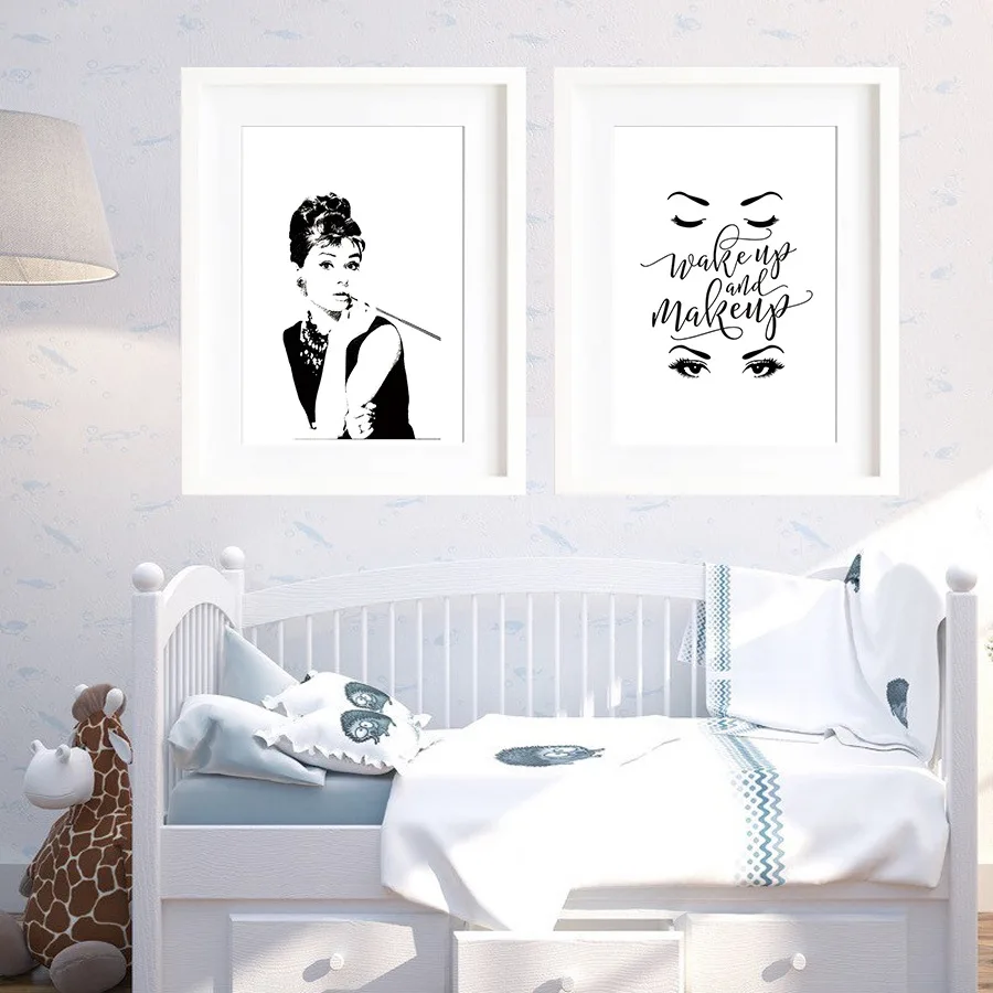 Retro Make Up  Women Creative Painting Living Room Porch Black And White Wall Decorative Painting