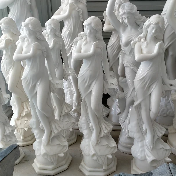 Marble Stone Carving Sculptures Life Size Statue For Outdoor Customize Sculpture