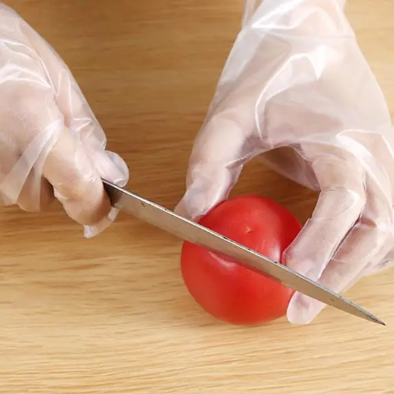 Kitchen CPE Food Grade Long Arm Gloves Extended Disposable Elastic Drawstring Gloves for Household Use