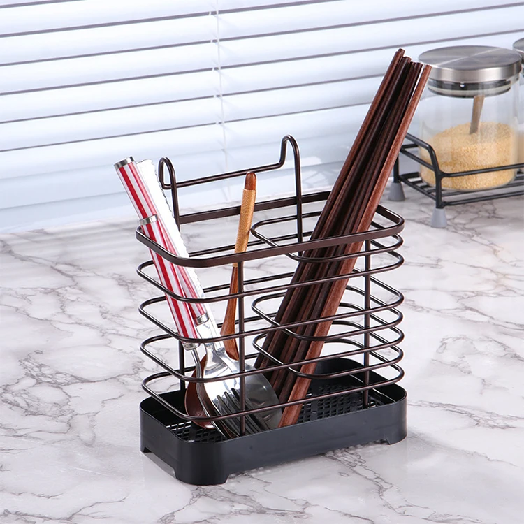 Multifunctional Luxury Gold Plated Metal Knife Fork Spoon Organizer Cutlery Chopstick Holder Rest for Kitchen Counter