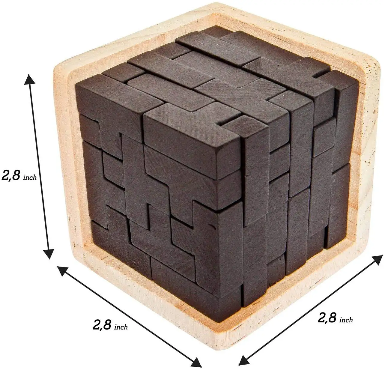 Wooden Brain Teaser Puzzle Cube for Adults Wooden Mind T-Shaped Jigsaw Puzzles  for the intellectual challenge educationan