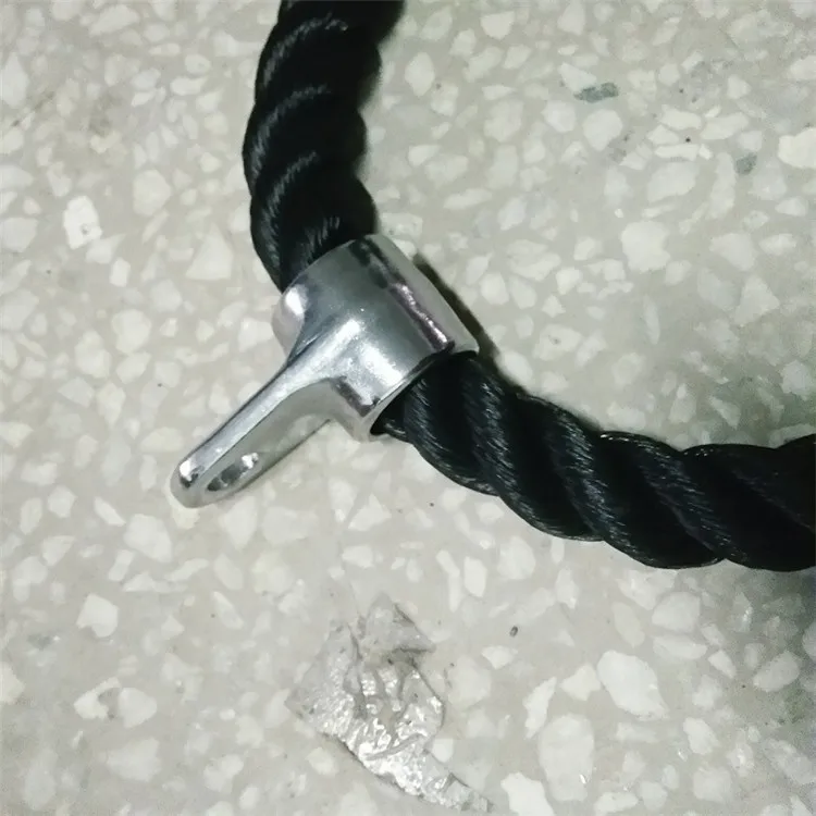 Low MOQ Heavy Duty Pull Down Triceps Gym Rope Solid Rubber Ends Training Accessories Handle Bar