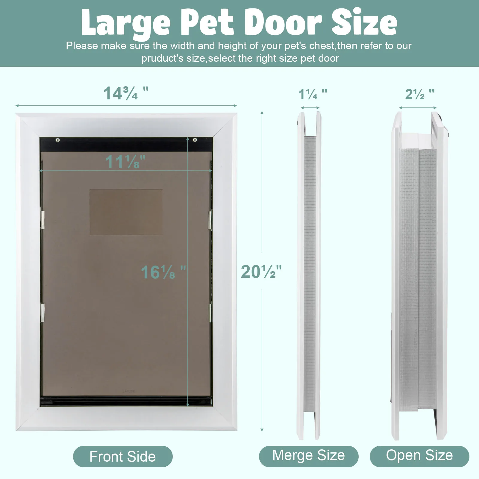 Automatic 2-Flap Durable Pet Door for Wall, Steel Frame and Aluminum Lock Double Flap Dog Door and Cat Door(Pets Up to 100 Lb)