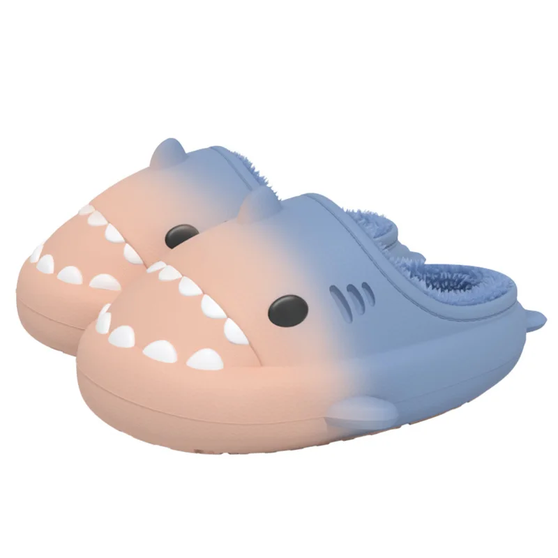 New Arrival Shark Slides Slippers Winter Soft Bottom Couple Cartoon Indoor Non-slip Plush Thick Sole Lovely Shark Slippers