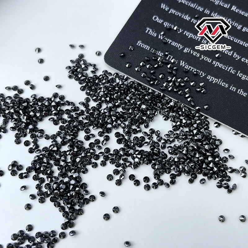 SICGEM Manufacturer Best Price Black Moissanite Round Jewelry Melee Moissanite Stone Loose