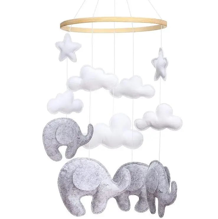 Neutral Felt Baby Mobile Rainbow Musical Mobile Nursery Decor Felt Mobile Hanging Crib Mobile Gender