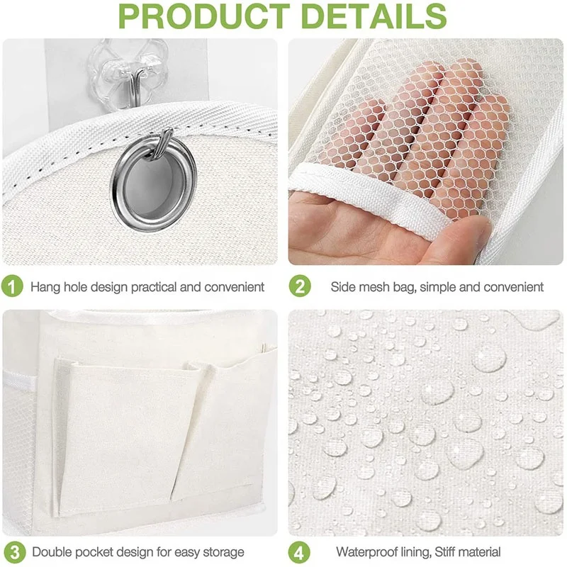 Fabric Storage Bag Basket Caddy Waterproof Over the Door Pouch Closet Shelves with Hook Wall Hanging Organizer Bag with Pockets