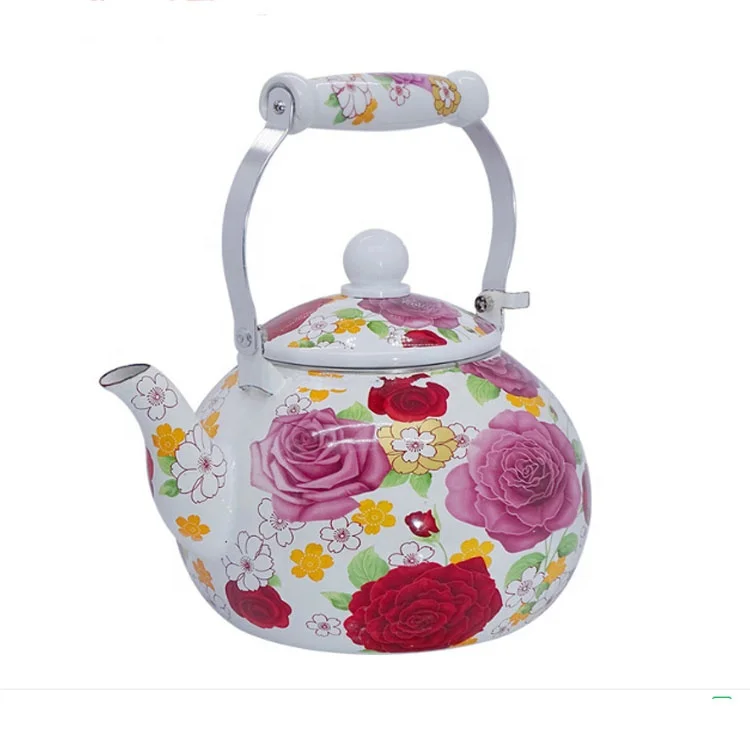 Эмалированная Обложка, эмалированный кухонный чайник, китайский чайный набор с цветочной наклейкой