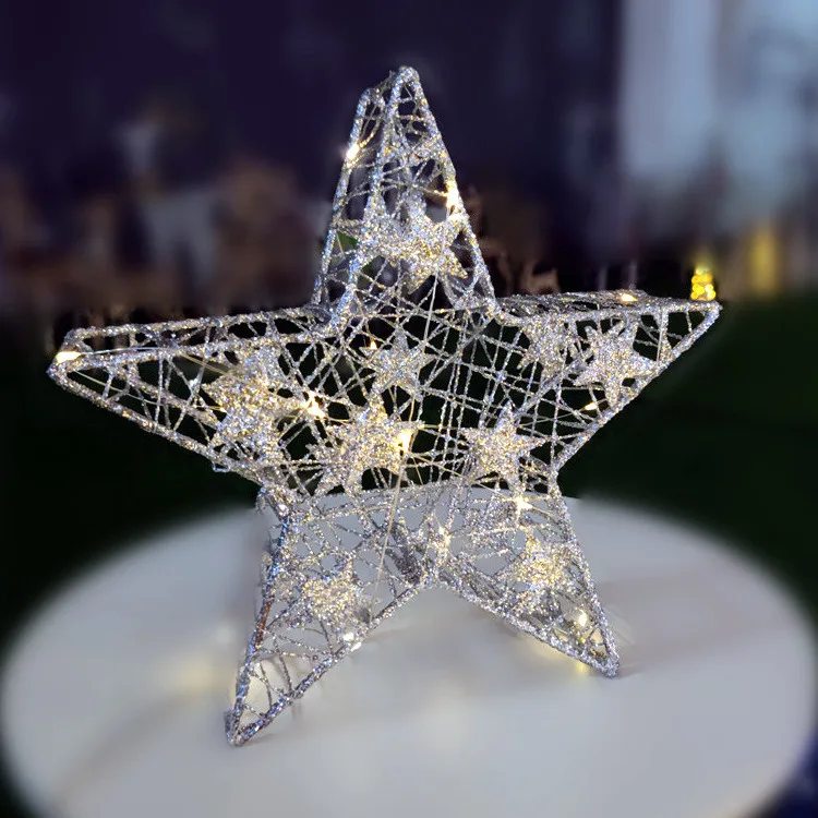 Color star led hot selling silver gold Festival iron frame decorative lamp IP44