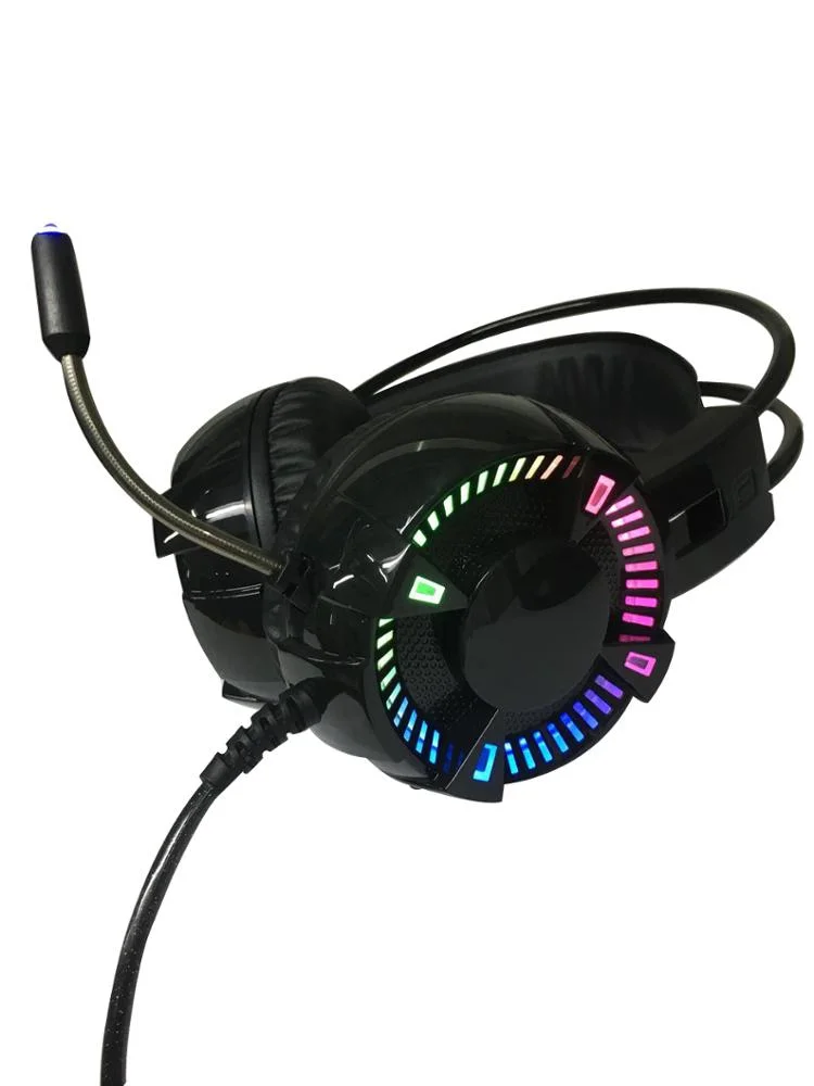 Проводной черный 7,1 стерео звук игровой гарнитуры наушники с микрофоном