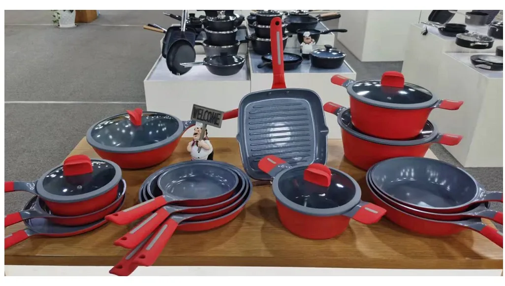 Die Cast Casserol Pots and Pans Cookware Aluminum Set Cook Pot Set Forged Round Cooker Set