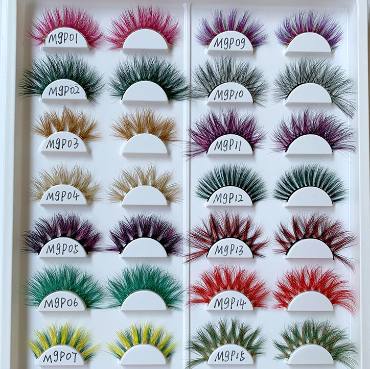 Muting Wholesale Private Label Colorful Eyelashes Box Manufacturer 3D Real Mink Lashes Color