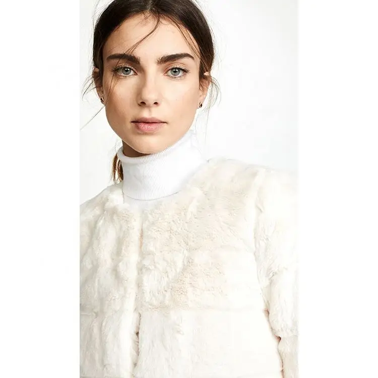Winter women fashion white short mink fur line cutting leopard-print ladies fur coat