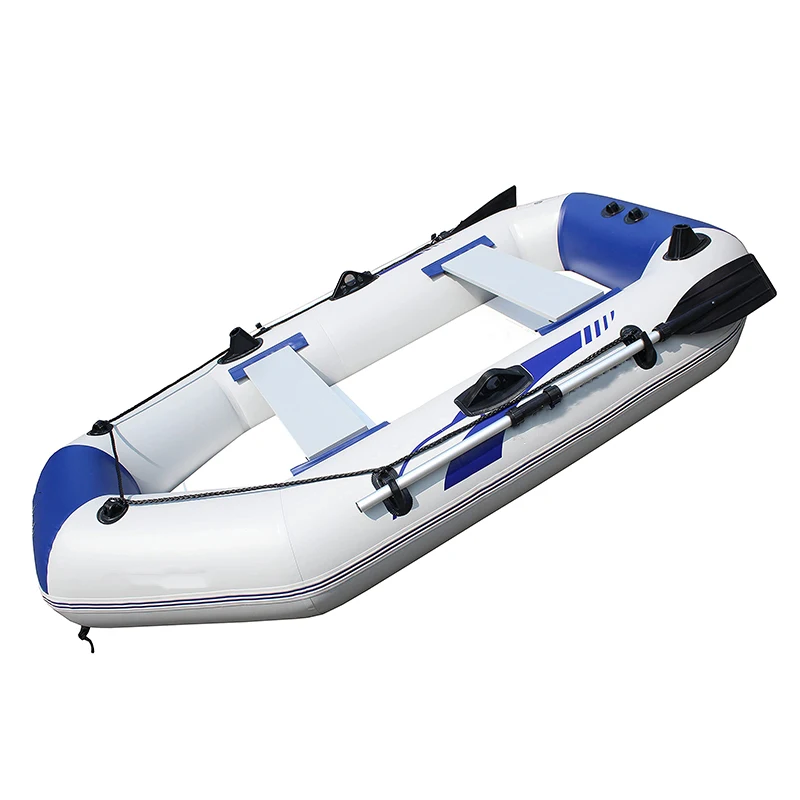 Canoe/Kayak Inflatable Boat Set 2-3 Person Thickened Fishing Boat Hard Inner Bottom Floor Boat with 3 Separate Air Chambers