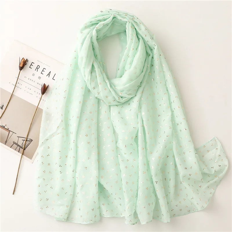 Fashion floral Gold Foil print scarf polyester women scarf