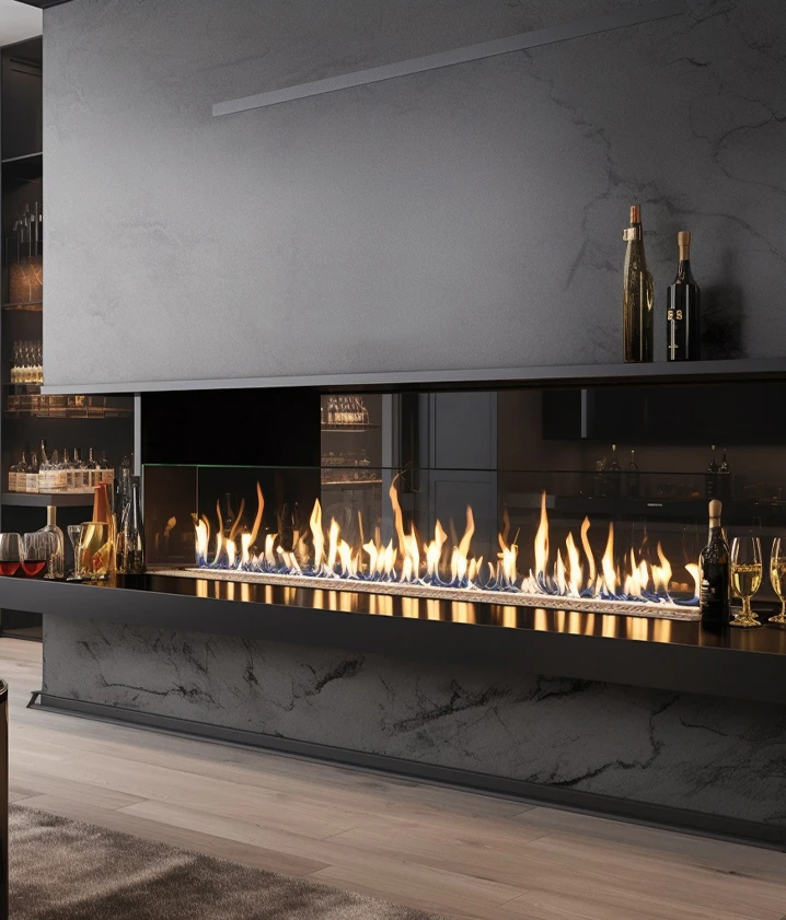 Modern 1500mm Freestanding Bio Ethanol Fireplace Electric Fireplaces with Steel Wood Inserts Indoor Outdoor Use Hotels Villas