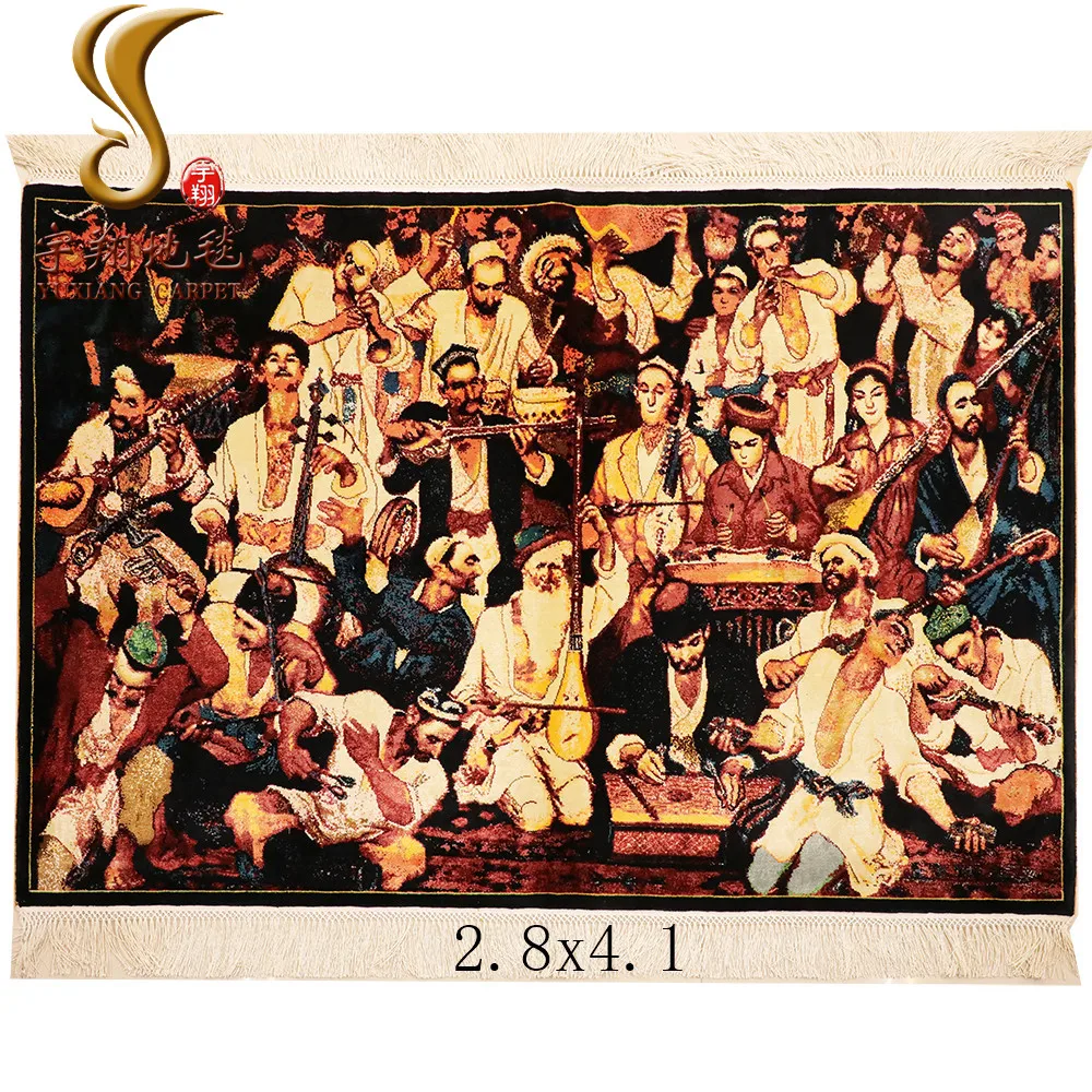 Yuxiang 2.8x4.1 ft Xinjiang Handmade Ethnic Musical Instruments Twelve Muqam Tapestry Home Decoration Wall Carpet Tapestry