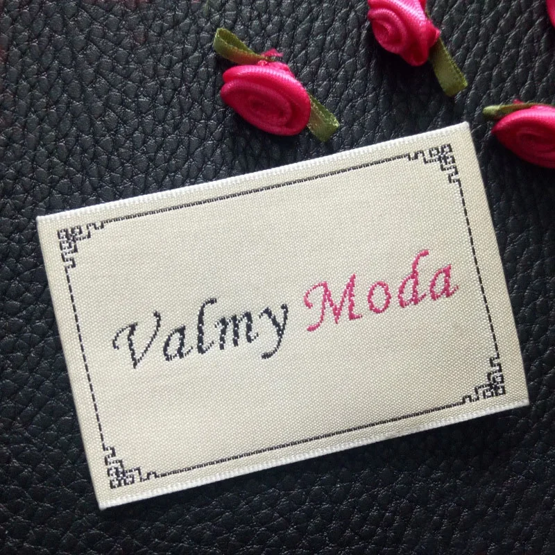 Custom Printed Brand Logo Clothes Woven Neck Label Sewn In Garment Neck Size Labels For Clothing