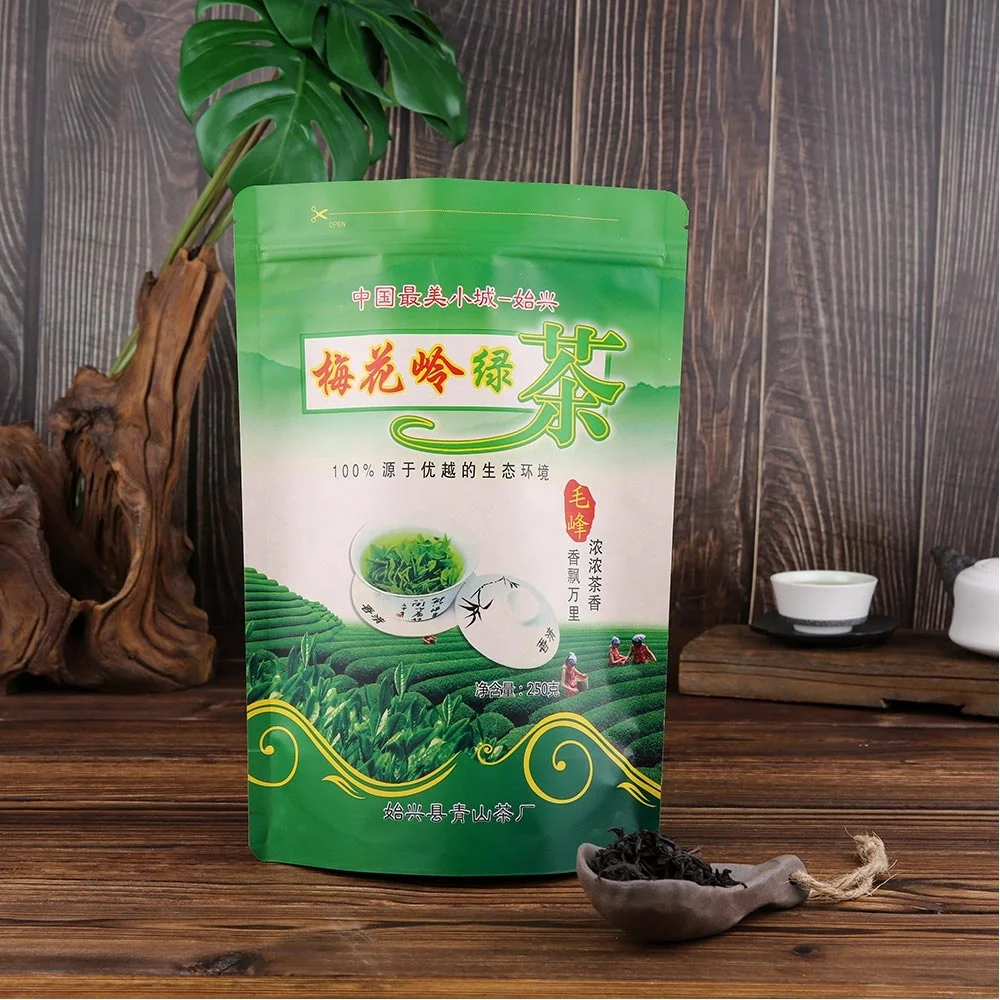 Китайский поставщик, индивидуальный принт, пищевой класс, матовая коричневая крафт-бумага, пластиковый пакет, стоячий замок, пакеты для упаковки чая