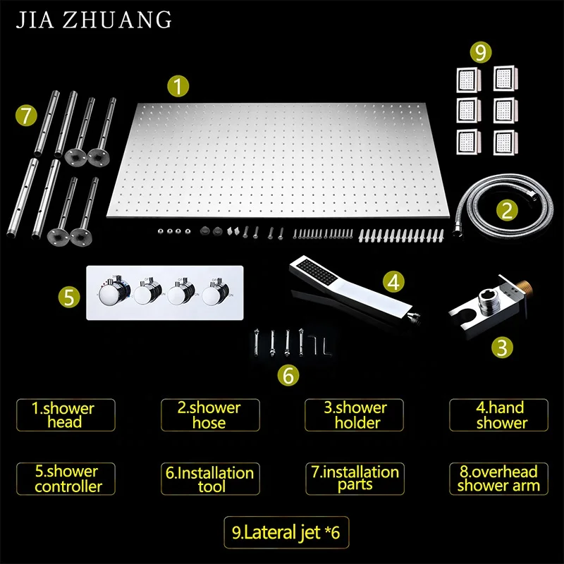 Europe style modern magic led shower head hot and cold  high flow misty rain fall electric shower head Body massage jet set