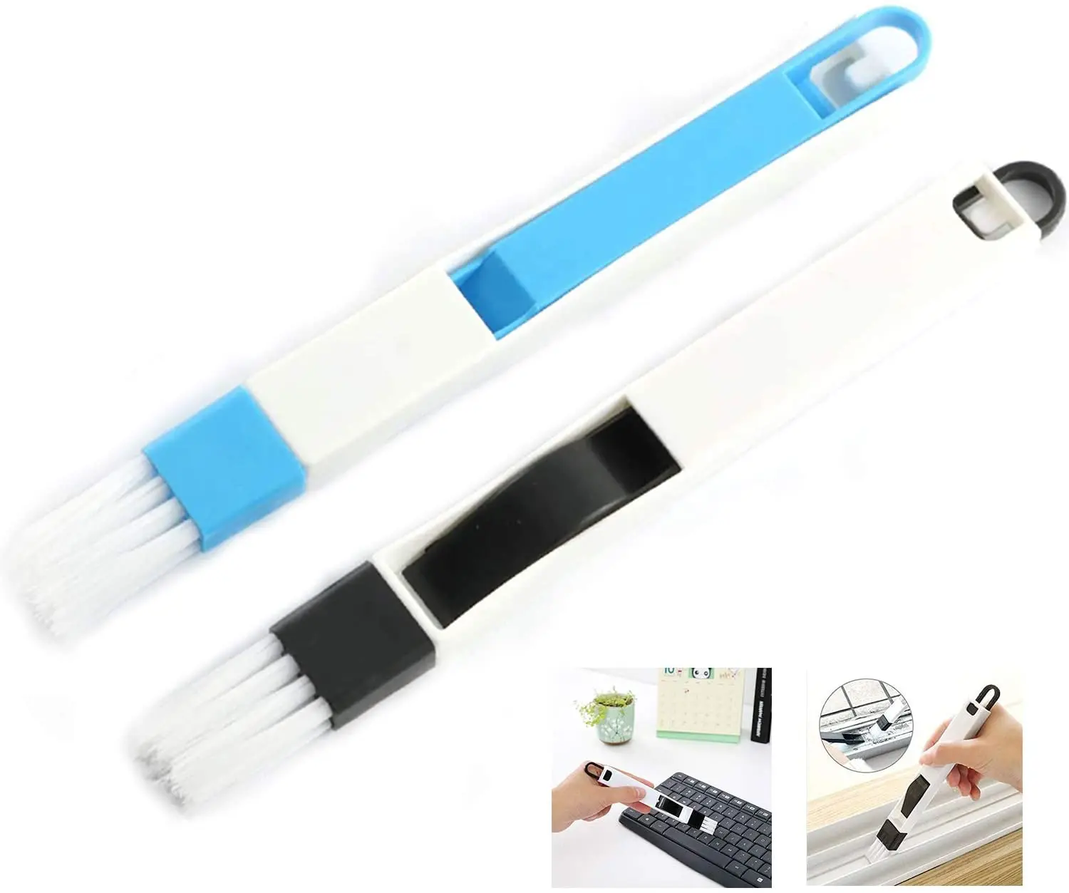 New 2 In 1 Multipurpose Window Door Keyboard Cleaning Brush Cleaner With Dustpan Black Blue Window Brush