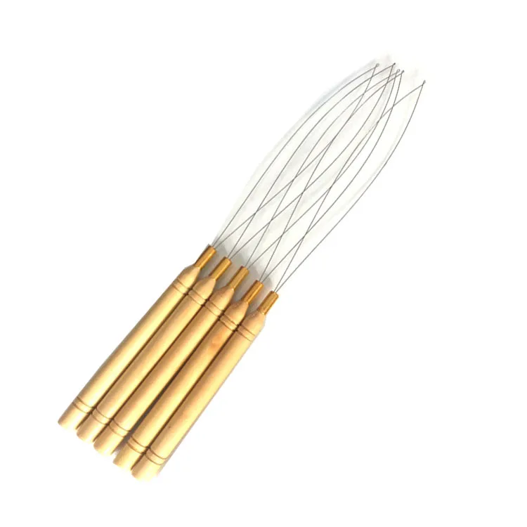 10 Pcs Hair Extensions Loop Needle Threader Wire Pulling Hook Tool for Silicone Microlink Beads Hair Transplant Needle