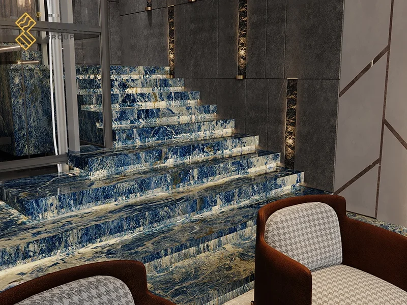 Yushi Group marble slabs Bolivian Blue Marble Luxury Stone Big Slabs for Floor and background wall
