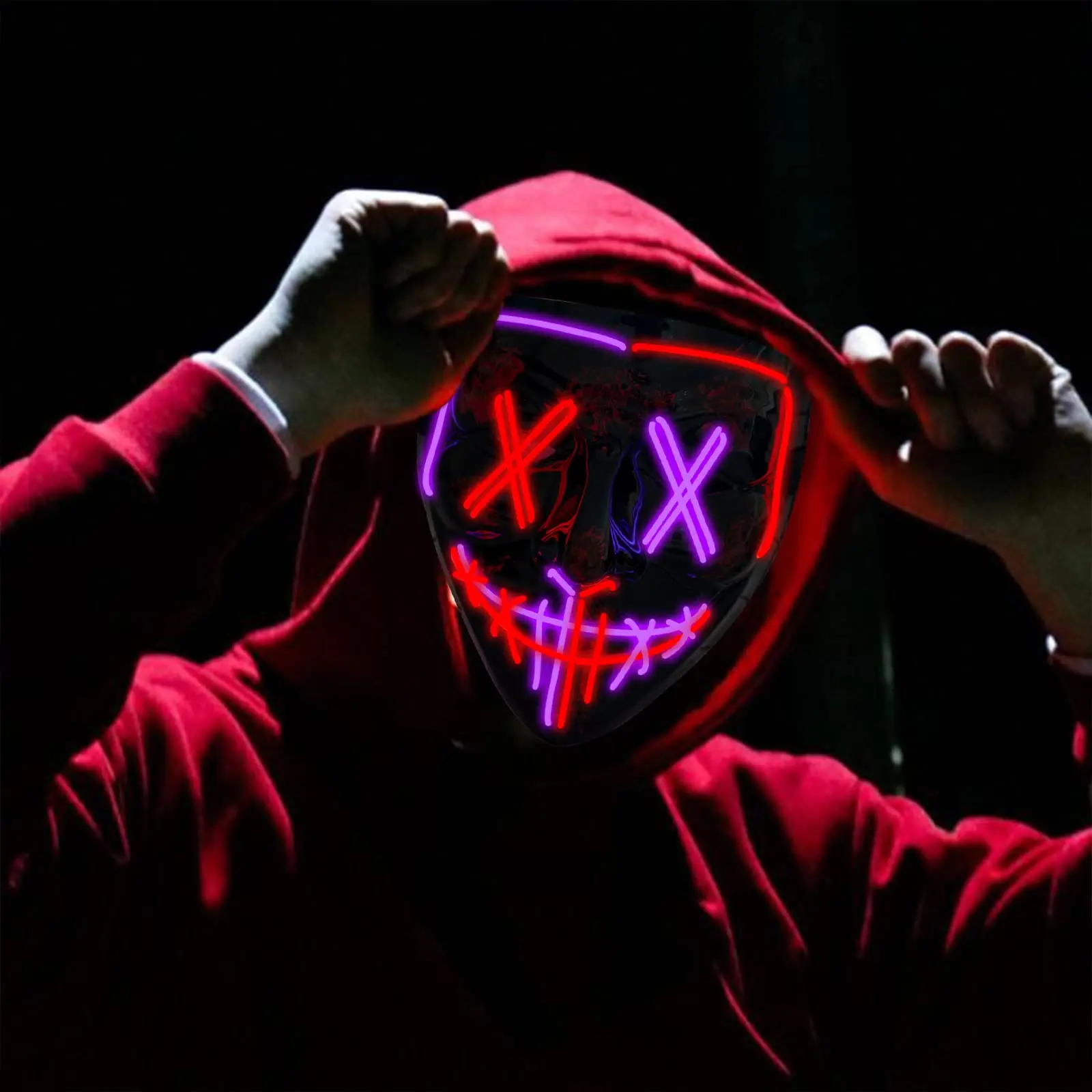 OEM Neon Glow Neon El Wire Halloween Led Costume Purge V for Vendetta Mask