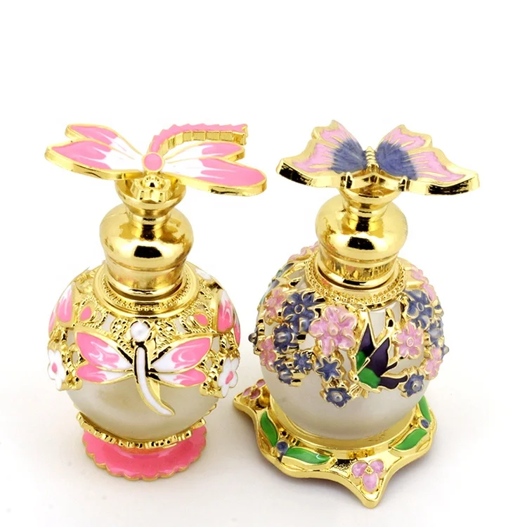 Perfume Bottles Hot Delicate Pocket Refill Cylindrical Butterfly Spray Empty Pump Glass Bottle Luxury Unique 15ml Perfume Bottle