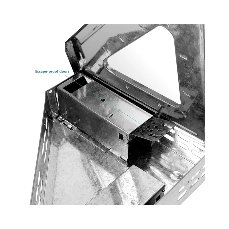 Two Entrance Door Corner Metal Mouse Trap Humane Rat Trap with Clear Window