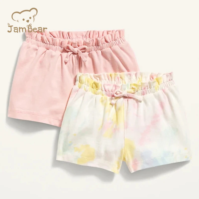 Шорты детские JamBear из органического хлопка Джоггеры для девочек с естественным принтом Короткие