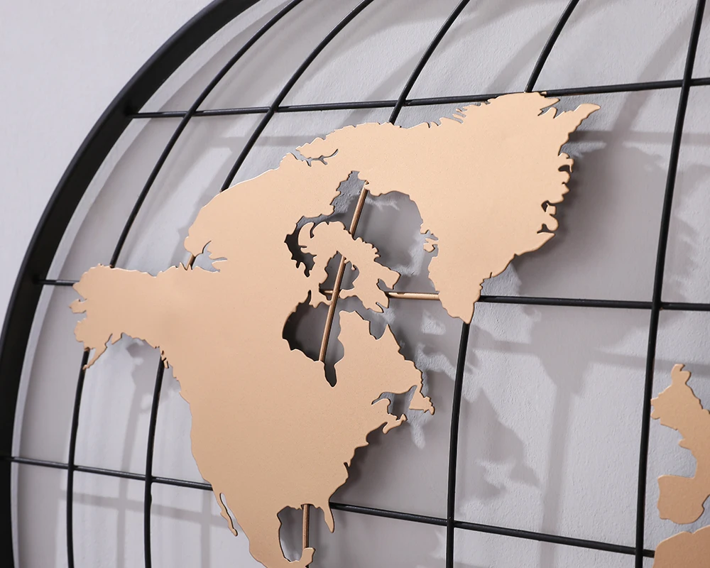 Large Retro Antique Industrial Metal Art Home living room world map wall decor