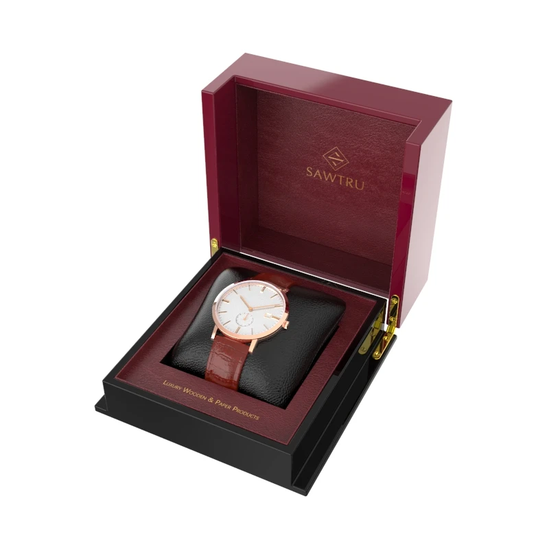 Sawtru High Glossy Perfume Jewelry Wooden Box With Metal Lock Elegant Small Wooden Box with Perfume Bottle With SABER Certificate